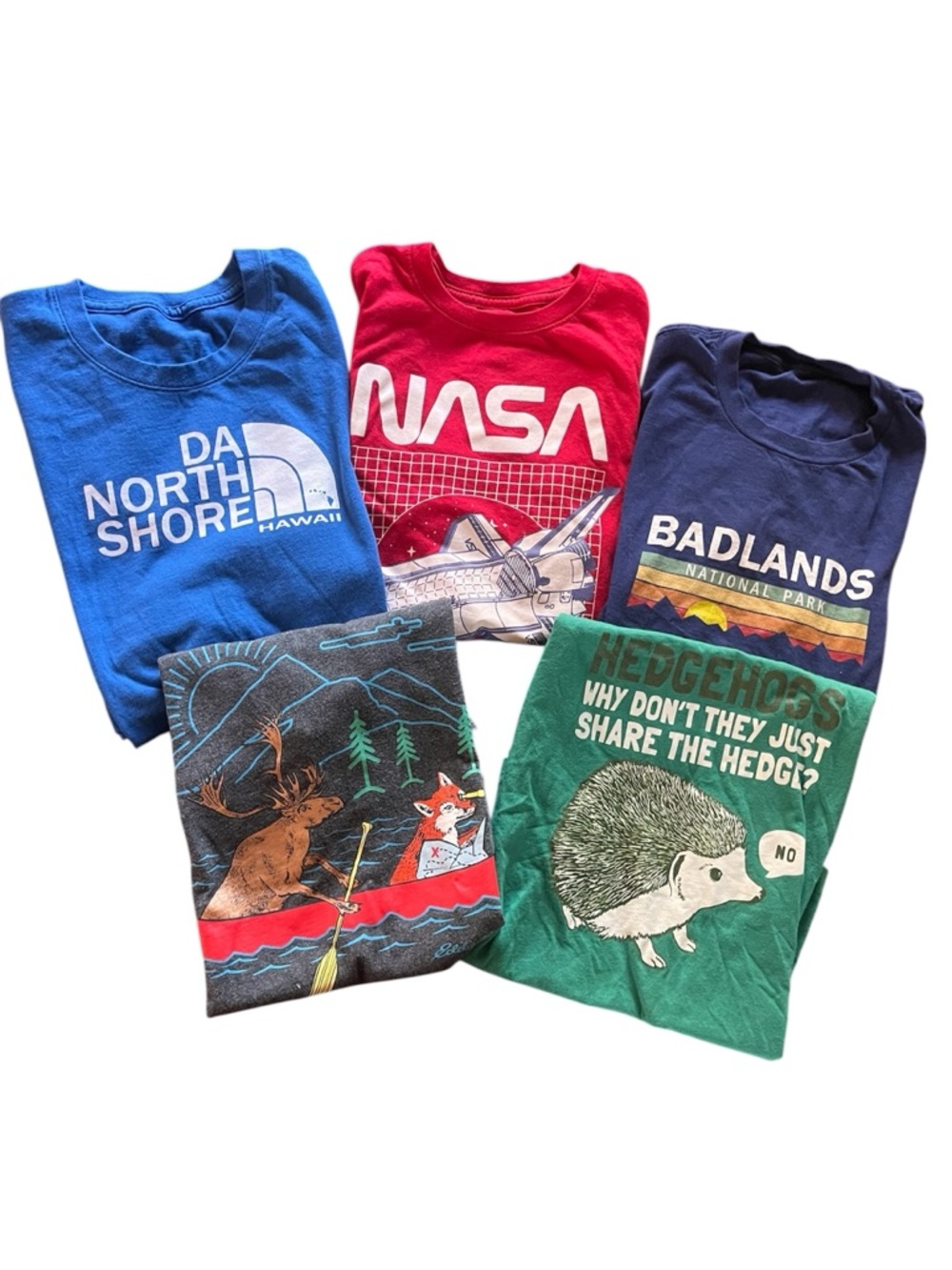 Kids Graphic Tee Pack - Blue, Red, Navy, Green, Gray